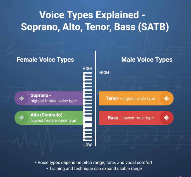 Voice Types Explained: Soprano, Alto, Tenor & Bass (SATB Guide)
